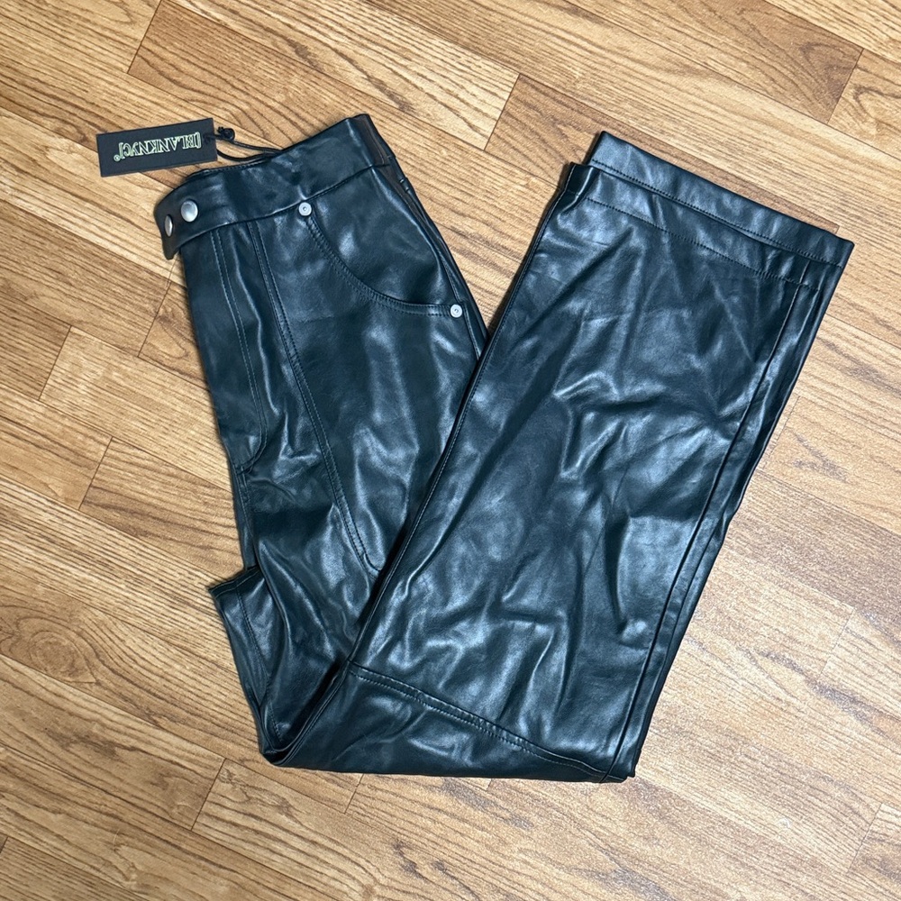 Blank NYC Dark Green Faux Leather Trousers